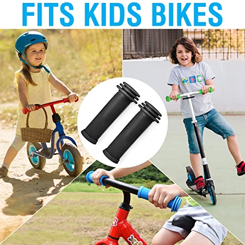 Marque Mini Kids Bike Handlebar Grips - Bicycle Grips with Oversize Bar Ends for Extra Bump Protection for Scooter, Balance Bike Replacement Grips, Mushroom Pattern for Comfortable Grip (Black)