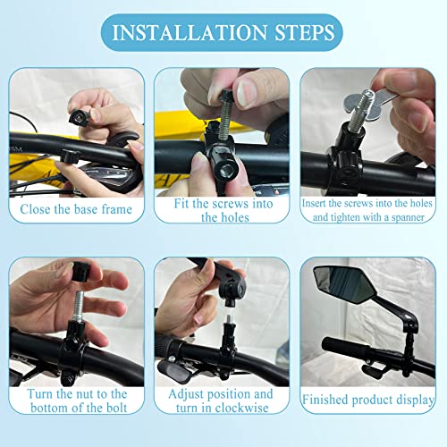 Bike Mirror, HD Blast-Resistant, Ajustable And Rotatable Safe Rearview Bicycle Mirror for Left or Right Side, Rearview Bike Mirrors, Bicycle Mirror for Handlebar (Black)