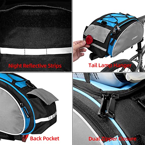Lixada Bicycle Rack Bag 13L Waterproof Cycling Bike Rear Seat Cargo Bag MTB Road Bike Rack Carrier Trunk Bag Pannier Bag