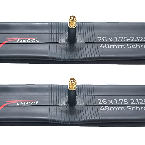 Fincci Pair Bike Inner Tube 26 x 1.75-2.125 Inch 48mm Schrader Valve Inner Tubes for Mountain MTB Bicycle - Compatible Sizes: 1.75/1.85 1.95/2.0/2.10/2.125