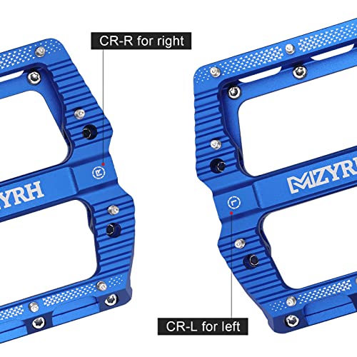 MZYRH Road/Mountain Bike Pedals MTB Pedals Bicycle Flat Pedals 3 Bearings 9/16” Aluminum Alloy Bicycle Platform Pedals for BMX MTB (Blue)
