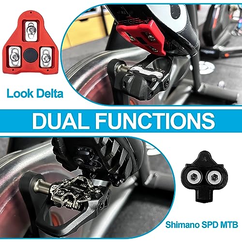 BUCKLOS Look Delta, SPD Spin Bike Bicycle Pedals - Compatible with Peloton & Shimano SPD - 9/16'' Fitness Exercise Indoor Cycling Pedal