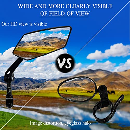 Bike Mirror, HD Blast-Resistant, Ajustable And Rotatable Safe Rearview Bicycle Mirror for Left or Right Side, Rearview Bike Mirrors, Bicycle Mirror for Handlebar (Black)