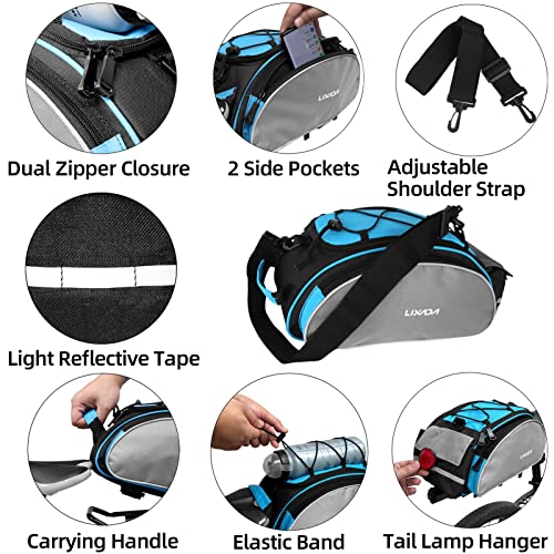 Lixada Bicycle Rack Bag 13L Waterproof Cycling Bike Rear Seat Cargo Bag MTB Road Bike Rack Carrier Trunk Bag Pannier Bag