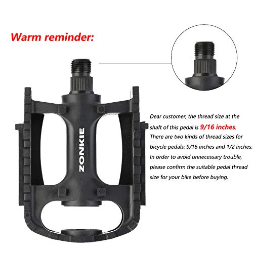 ZONKIE Plastic MTB Bike Pedals, 9/16 Inch