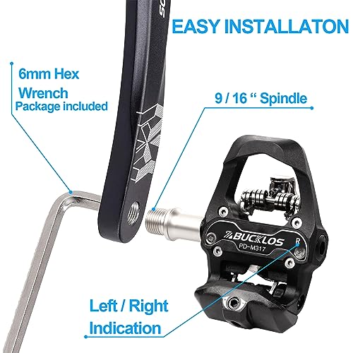 BUCKLOS Look Delta, SPD Spin Bike Bicycle Pedals - Compatible with Peloton & Shimano SPD - 9/16'' Fitness Exercise Indoor Cycling Pedal