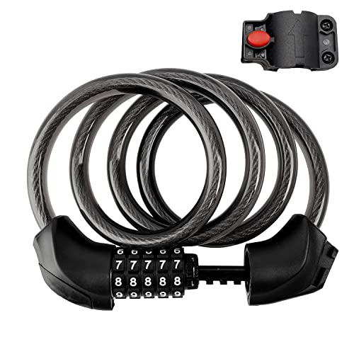 Himiway Bike Cable Lock 5 Digit Combination Heavy Duty Anti Theft Bike Locks 4 ft 12mm Bike Lock Cable for Outdoor Equipment Bicycle Lock High Security Cable Bicycle Locks for Road & Mountain Bike