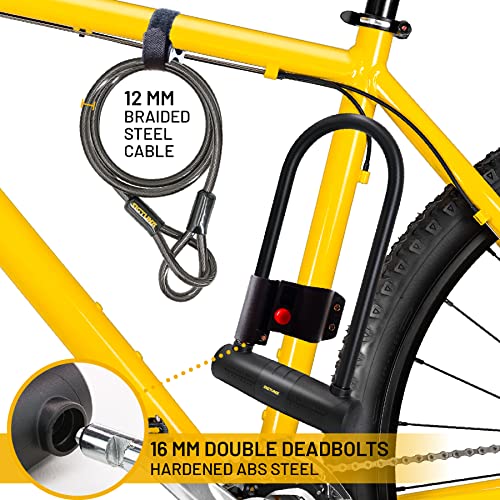 Sigtuna Extra Long Bike Lock Heavy Duty Anti Theft, 16mm Bike U Lock with Ulock Shackle and Bicycle Lock Mount Holder and 4ft Cable