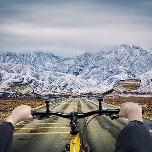 Bike Mirror, HD Blast-Resistant, Ajustable And Rotatable Safe Rearview Bicycle Mirror for Left or Right Side, Rearview Bike Mirrors, Bicycle Mirror for Handlebar (Black)