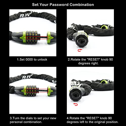 Heavy Duty 4-Digit Bike Chain Lock - 3ft