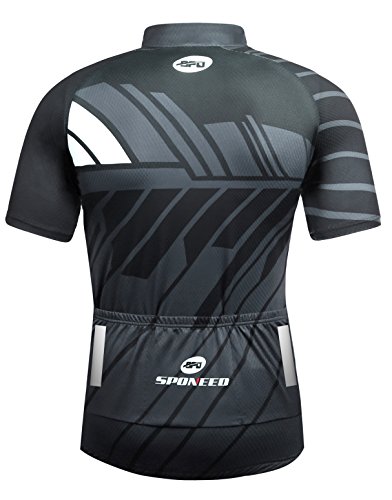sponeed Men's Bike Jersey Cyclist Tops Bicycle Shirt Quick Dry Full Zip Shirts Breathable US L Gray Multi