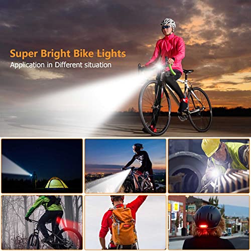 USB Rechargeable Bike Light Set, 3000LM LED Headlights