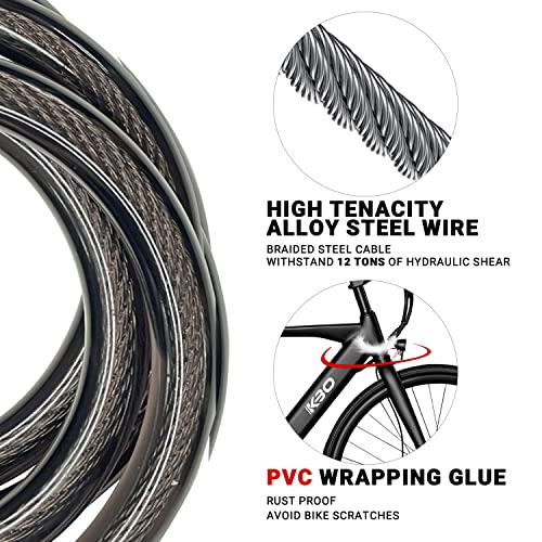 Himiway Bike Cable Lock 5 Digit Combination Heavy Duty Anti Theft Bike Locks 4 ft 12mm Bike Lock Cable for Outdoor Equipment Bicycle Lock High Security Cable Bicycle Locks for Road & Mountain Bike