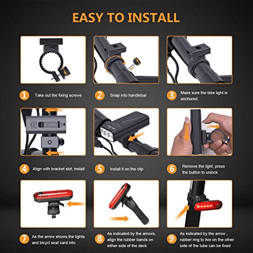 USB Rechargeable Bike Light Set, 3000LM LED Headlights