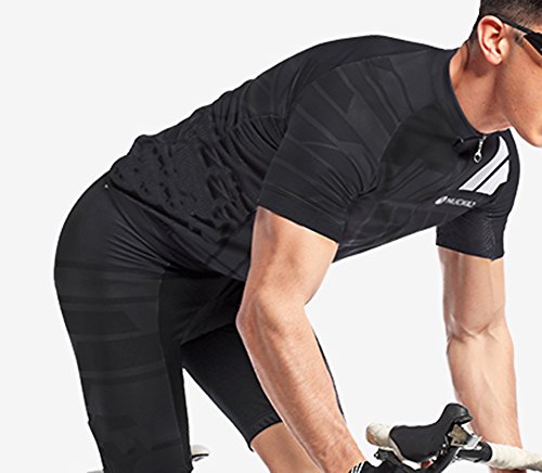 sponeed Men's Bike Jersey Cyclist Tops Bicycle Shirt Quick Dry Full Zip Shirts Breathable US L Gray Multi