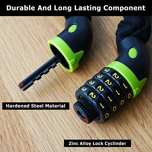 Heavy Duty 4-Digit Bike Chain Lock - 3ft