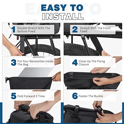 West Biking Bike Rack Bag - 3 in 1 Bicycle Trunk Pannier Bag, 13L/24L Capacity Bike Rear Seat Bag with Waterproof Carbon, Bicycle Rack Rear Carrier Bag with Shoulder Strap (Black)