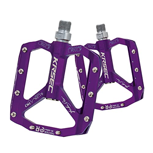 KRSEC Mountain Bike Pedals MTB Bicycle Pedals Flat Pedals Aluminum 9/16" Sealed Bearing Lightweight Platform for Road Mountain BMX MTB Bike
