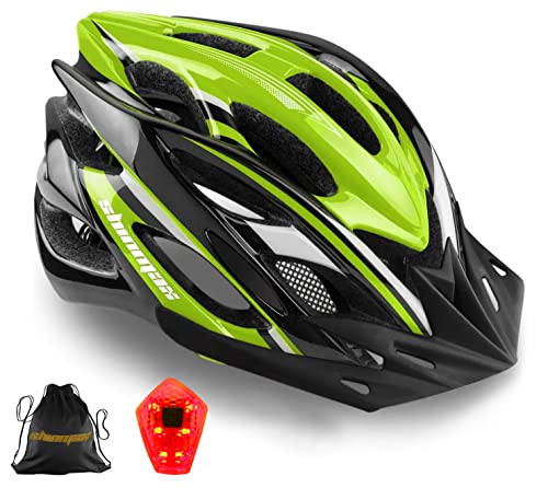 Bike Helmet Men Women, Shinmax Bicycle Helmet with Rear Light and Detachable Sun Visor Backpack,Lightweight Mountain Bike Helmet Size Adjustable Cycling Helmet for Adults Youth Road Bike Helmet