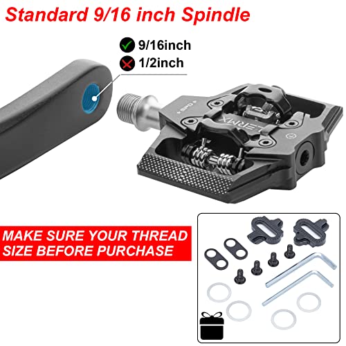 Bike Pedals-LX LERMX MTB Mountain SPD Bicycle Pedals Sealed Bearing Flat Platform Compatible with SPD Duble-Sided Clip Aluminum 9/16" Pedals with Cleats