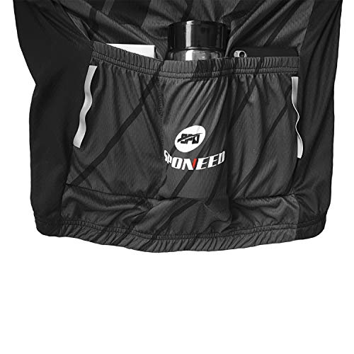 sponeed Men's Bike Jersey Cyclist Tops Bicycle Shirt Quick Dry Full Zip Shirts Breathable US L Gray Multi