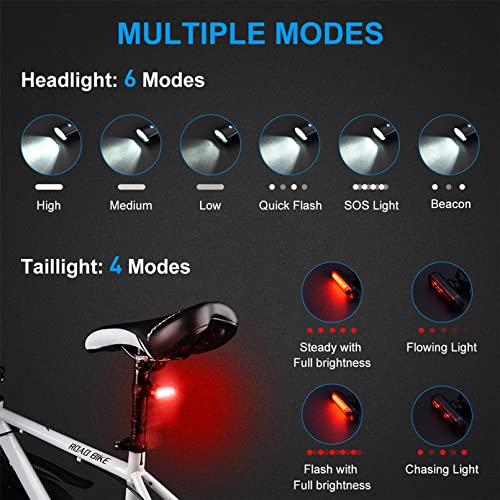 USB Rechargeable Bike Light Set - Super Bright
