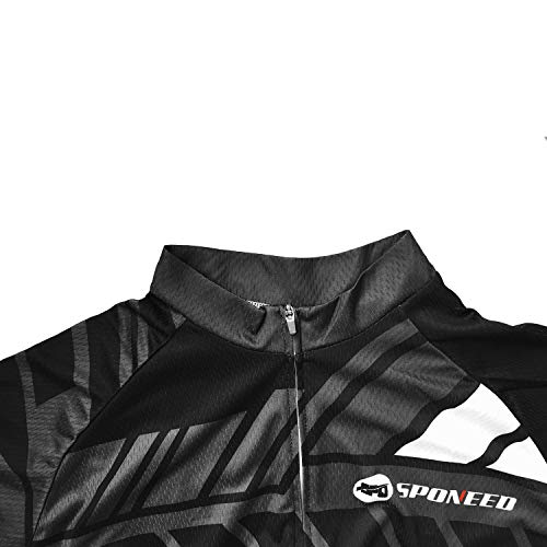 sponeed Men's Bike Jersey Cyclist Tops Bicycle Shirt Quick Dry Full Zip Shirts Breathable US L Gray Multi