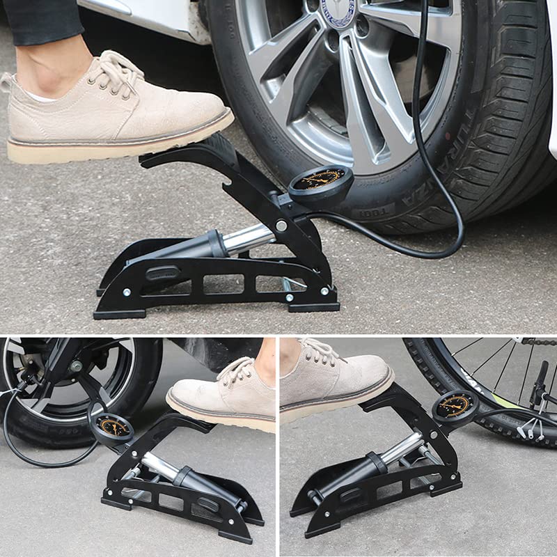 Portable Bike Tire Pump with Pressure Gauge