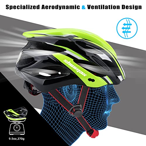 Bike Helmet Men Women, Shinmax Bicycle Helmet with Rear Light and Detachable Sun Visor Backpack,Lightweight Mountain Bike Helmet Size Adjustable Cycling Helmet for Adults Youth Road Bike Helmet