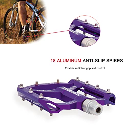 KRSEC Mountain Bike Pedals MTB Bicycle Pedals Flat Pedals Aluminum 9/16" Sealed Bearing Lightweight Platform for Road Mountain BMX MTB Bike