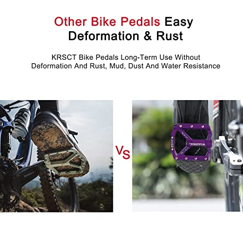 KRSEC Mountain Bike Pedals MTB Bicycle Pedals Flat Pedals Aluminum 9/16" Sealed Bearing Lightweight Platform for Road Mountain BMX MTB Bike