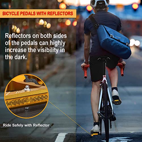 Wide Platform MTB Pedals with Reflectors (Gold)