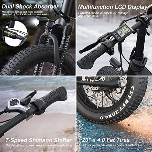 Fat Tire Electric Mountain Bike with Shimano 7-Speed