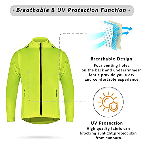 Men's Yellow Cycling Windproof Vest with Removable Sleeves