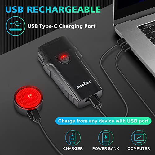 800 Lumens USB Rechargeable Bike Headlight & Taillight