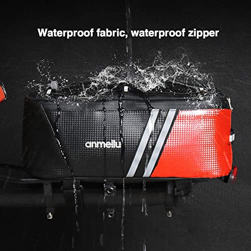 Bike Rack Bag Bike Bags for Bicycle Back Seat Rear Rack Panniers for Saddle Luggage Pouch Waterproof Reflective Storage Trunk Folding 7L Small Cargo Carrier Pack with Rain Cover Bike Accessories, Red
