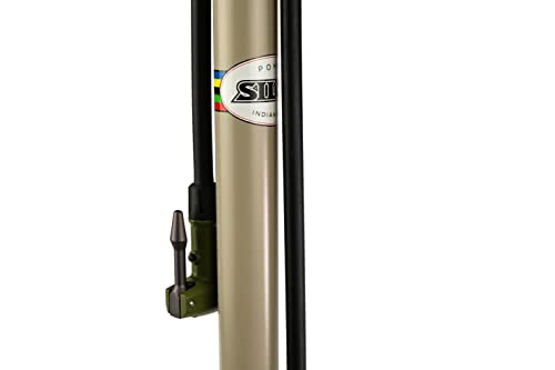 SILCA Terra Bicycle Floor Pump | 2 Stage Low and high Pressure Gauge | Presta and Schrader Reversible Locking Chuck | Aluminum Barrel and Base | .5psi Resolution up to 30psi and max 120PSI