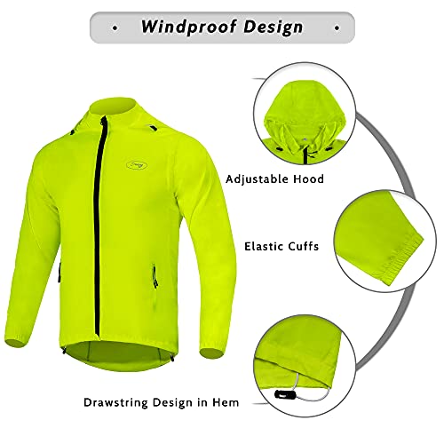 Men's Yellow Cycling Windproof Vest with Removable Sleeves