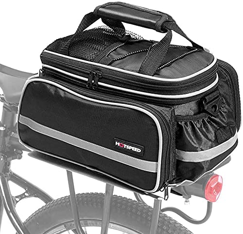 Homa Rear Seat Trunk Bag, Waterproof Multi Function Bicycle Panniers Bike Rear Bag Carrying Luggage Package Rack Panniers with Rainproof Cover (Black)