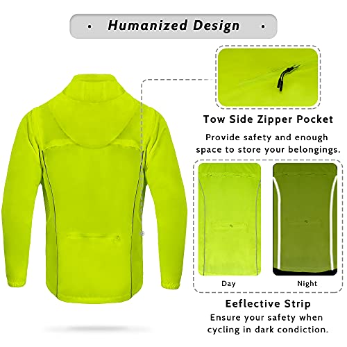 Men's Yellow Cycling Windproof Vest with Removable Sleeves