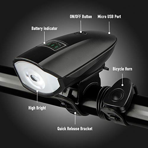 Bike Lights Set with Horn - Rechargeable & Waterproof