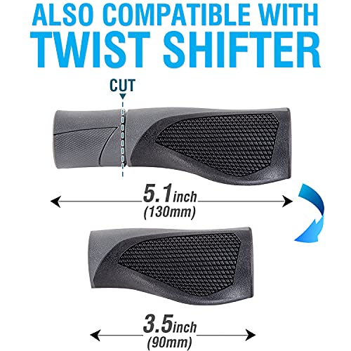 MARQUE Ergo Bike Handlebar Grip – Replacement Bicycle Handle Bar Grip for Twist Shifters – Easy to Cut for Compatibility with Standard and Twist Shifters
