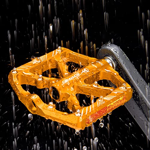 Wide Platform MTB Pedals with Reflectors (Gold)