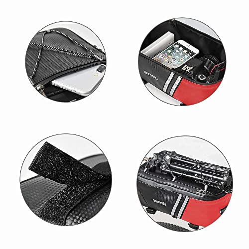 Bike Rack Bag Bike Bags for Bicycle Back Seat Rear Rack Panniers for Saddle Luggage Pouch Waterproof Reflective Storage Trunk Folding 7L Small Cargo Carrier Pack with Rain Cover Bike Accessories, Red