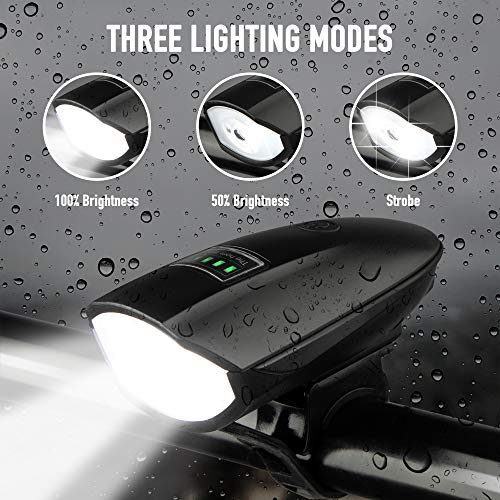 Bike Lights Set with Horn - Rechargeable & Waterproof