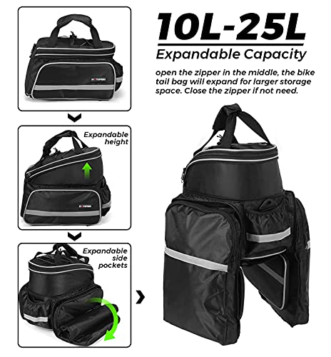 Homa Rear Seat Trunk Bag, Waterproof Multi Function Bicycle Panniers Bike Rear Bag Carrying Luggage Package Rack Panniers with Rainproof Cover (Black)