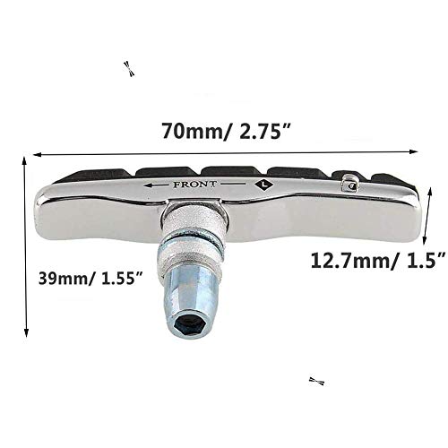 Eyech 2 Pair Bike Brake Pads Set Bicycle V-Brake Blocks with 4 Replacement Pads Hex Nuts and Shims Included for MTB Road Mountain Bicycle-70mm
