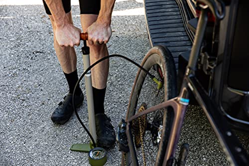 SILCA Terra Bicycle Floor Pump | 2 Stage Low and high Pressure Gauge | Presta and Schrader Reversible Locking Chuck | Aluminum Barrel and Base | .5psi Resolution up to 30psi and max 120PSI