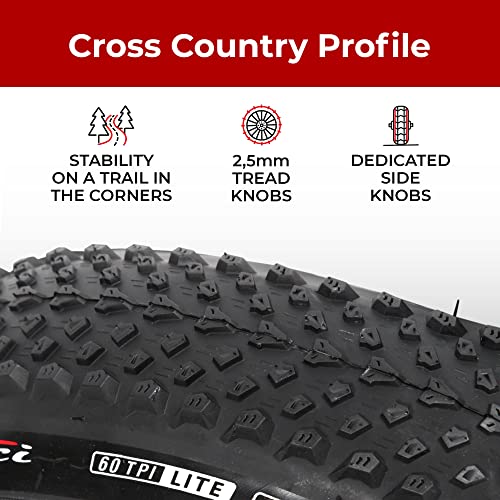 Fincci Bike Tire 26 x 2.10 Inch 54-559 ETRTO Foldable 60 TPI with Nylon Protection for XC Cross Country Mountain MTB Hybrid Bicycle