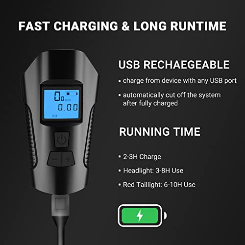 Himiway LED Bike Light with Horn and Speedometer